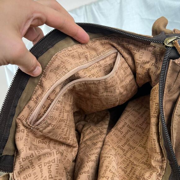 Bed Stu Burns Canvas Bag Tanrustwashed messenger bag with leather straps - Picture 7 of 8